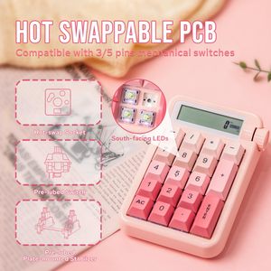 Teclado mecánico numérico inalámbrico de 18 teclas K21, luz blanca única con perilla multifunción - Product Image 2