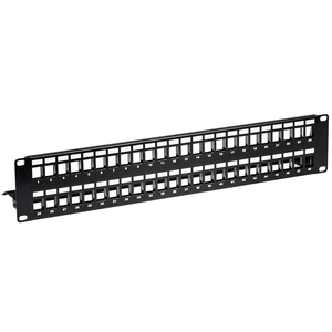 Panel de conexión Keystone de 2U 48 puertos con gestión de cables y barra de soporte - Product Image 1