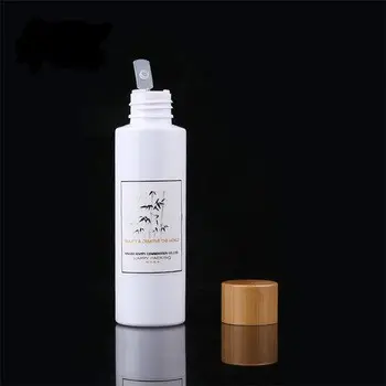 Bottiglia di pompa per lozione per Shampoo in plastica opaca satinata bianca di lusso 120ml 150ml 200ml pompa per lozione in bambù bottiglia in plastica per animali domestici