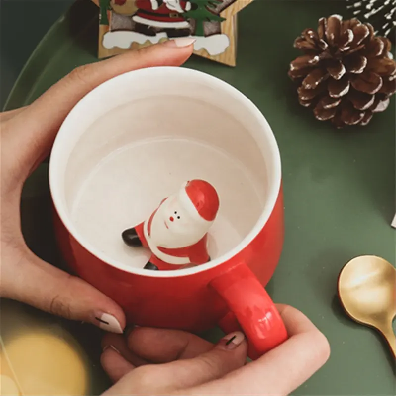 Tazza di natale di babbo natale tazze di animali in ceramica tè al latte tazza da colazione novità Cartoon Design regalo di natale caffè in ceramica
