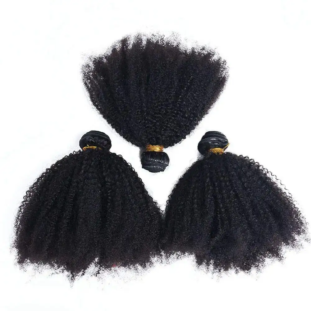 싸게!! 내츄럴 블랙 9a 브라질리언 버진 큐티클 정렬 기계 양씨실 아프리카 변태 곱슬 머리 묶음 확장