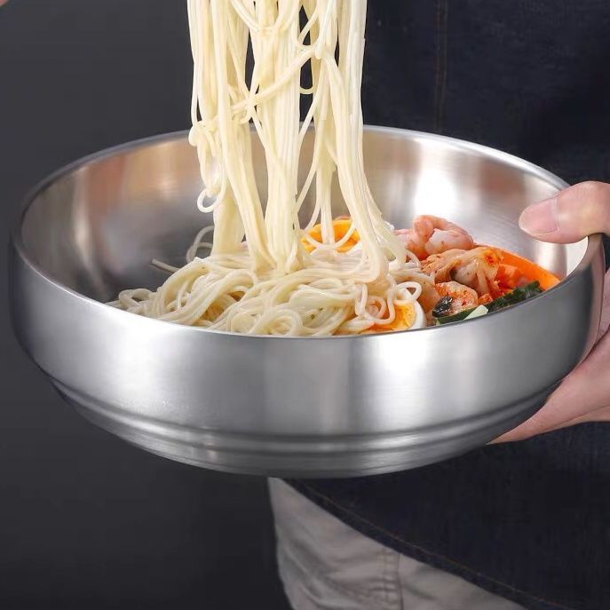 Silver double-layer insulated bowl