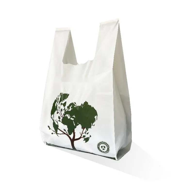 Bolsa de compras con asa compostable personalizada de fábrica biodegradable para comestibles