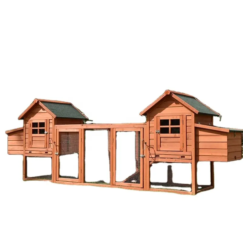 Pollaio capannone di pollame piccione e gabbia di coniglio casa uso esterno in legno di allevamento con vassoio in legno.