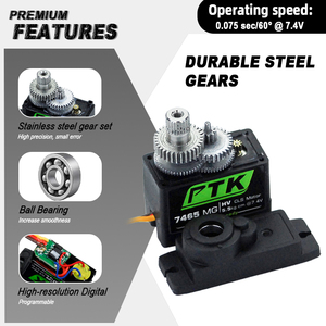 PTK 7465 MG 9g <span class=keywords><strong>Servo</strong></span> 1/8 digitale fabbrica fai da te parti Accs impermeabile 180 ° 5kg ingranaggio in metallo per auto ad ala fissa <span class=keywords><strong>RC</strong></span> Robot <span class=keywords><strong>Servo</strong></span> - Product Image 4