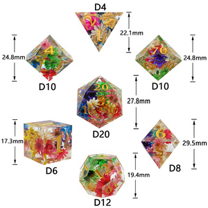 シャープEdger Resin DNDダイスブルーとブラックグラデーションカラーロールプレイングゲームDice DND D4-D20リキッドコアダイスセット透明 - Product Image 6