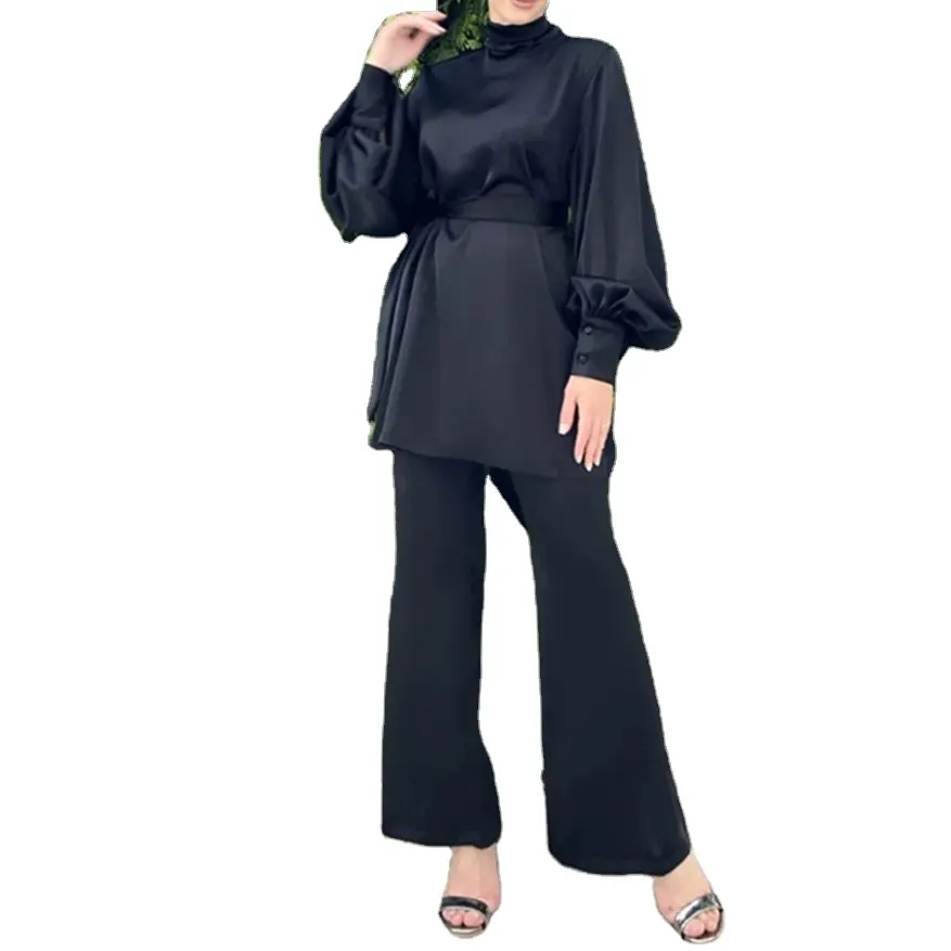 Middle east matching muslim set, woman shirt top and pants set for women two pieces