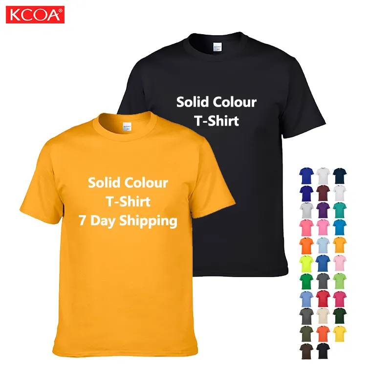 Erkekler için yüksek kalite 180Gram % 100% pamuk kısa kollu T-Shirt katı renk yuvarlak boyun T-Shirt boş düz tişörtleri