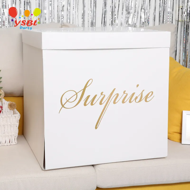 2020 chaud nouveau produit ballon accessoire 50*50cm grande boîte surprise en forme de carré pour la décoration de fête d'anniversaire de mariage