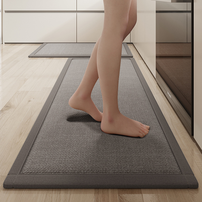 Tapis de cuisine éponge de chanvre Sally - gris