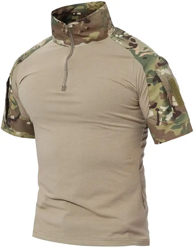 कस्टम पुरुषों की कपास लघु आस्तीन शिकार प्रशिक्षण वन लकड़ी Camo छलावरण टी शर्ट