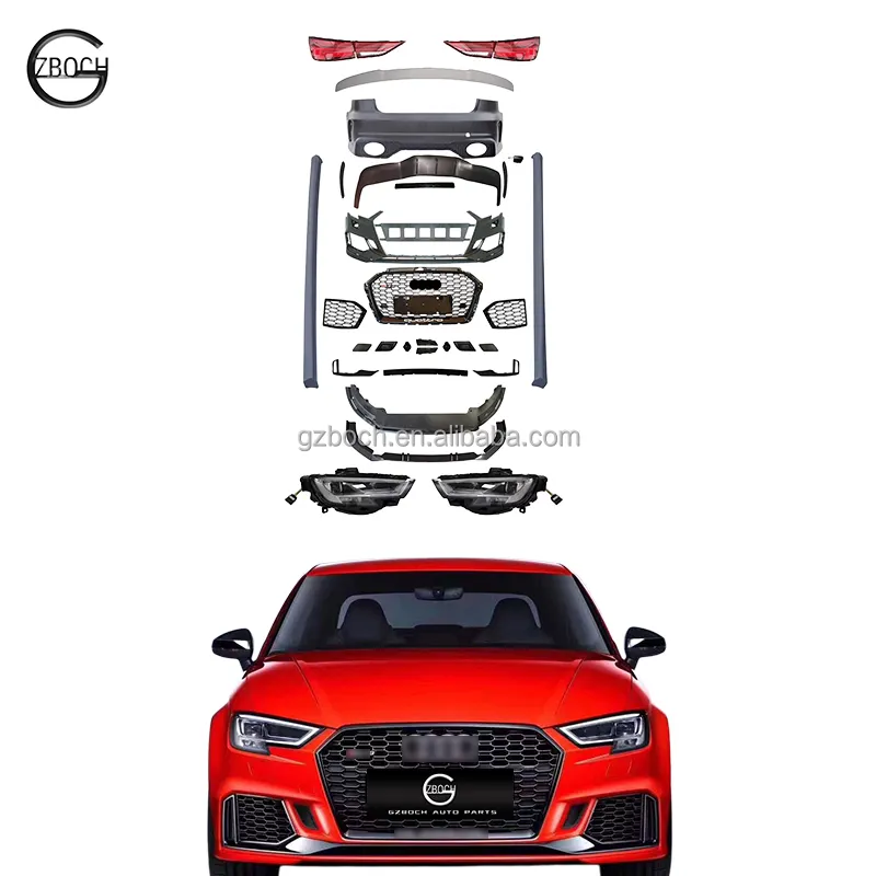 Kit carrosserie ancien à nouveau pour 2013 + Audi A3 S3 mise à niveau 2019 RS3 pare-chocs avant de voiture pare-chocs arrière A3 phares audi a3 feu arrière