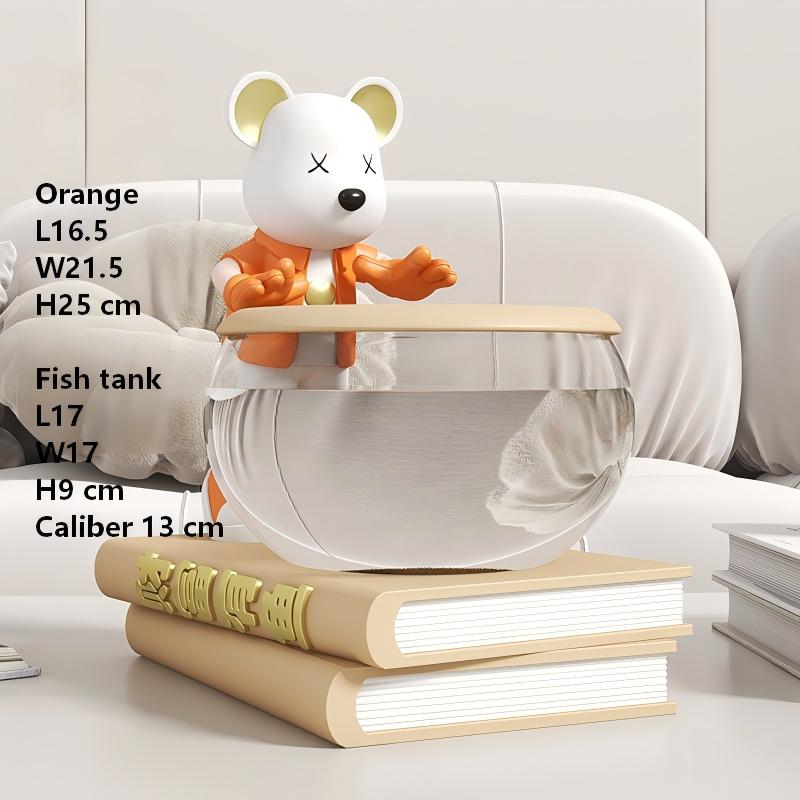SKD5952U Orange Love Bear Explores the Fish Tank