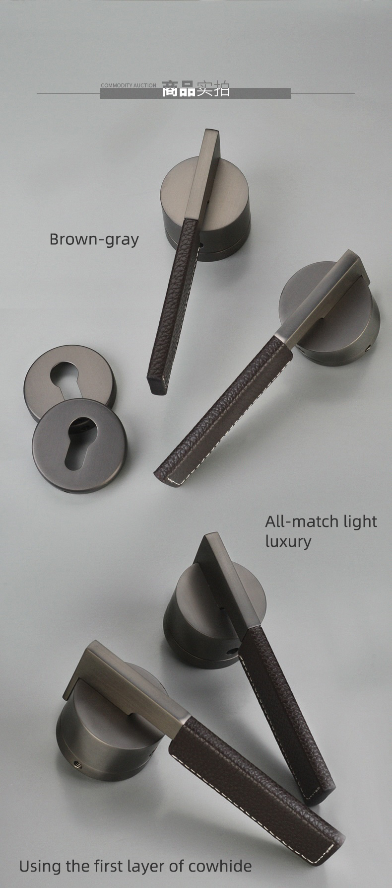 Factory Wholesale Hotel Lever Door Handle On Pearl Grey Pice Shape  Door Lock Set