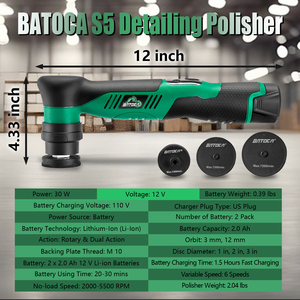 锂电池细节无绳迷你抛光机Da/Ro汽车Poilshing机套抛光工具 - Product Image 2