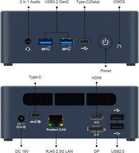 AWOW HI12ミニPC Intel Core I5 12600H(12C/16T 4.5GHz) 16GB DDR4 512GB PCIe3.0 SSDトリプルディスプレイ4K RJ45 2.5G LANタイプC新品 - Product Image 4