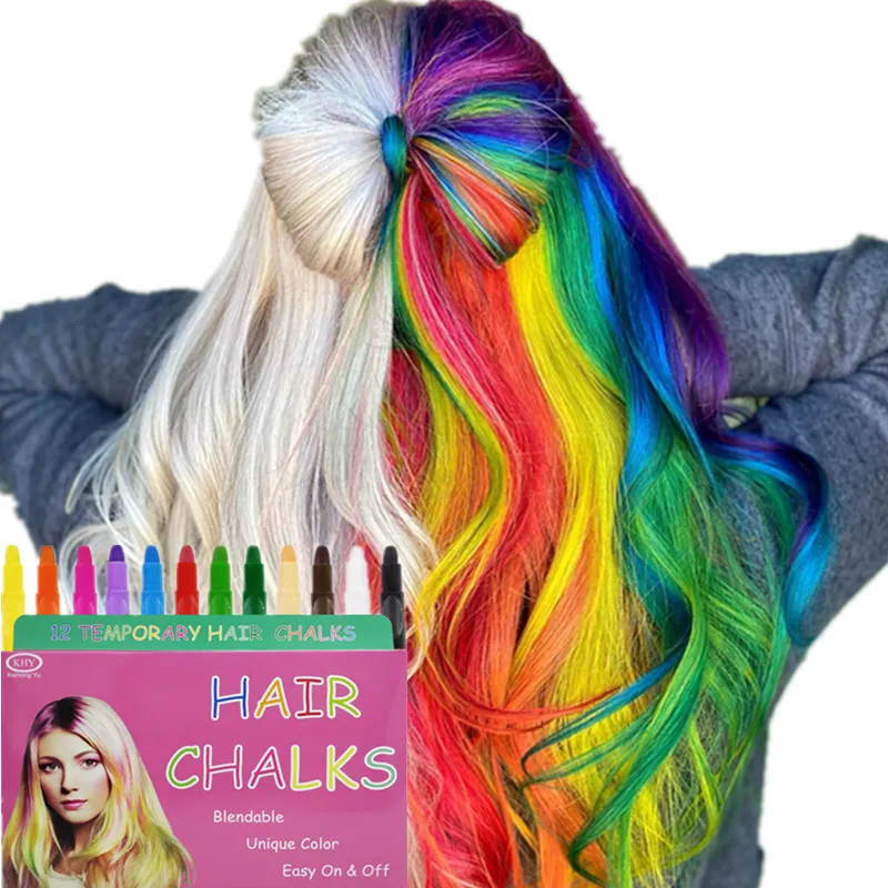 Gesso per capelli lavabile temporaneo a 24 colori brillanti Non tossico per Set di pastelli a penna colorante per ragazze