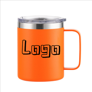 12oz Custom Double Wall Camping Stainless Steel BPA Free Powder Coated Insulated Coffee Travel Mug With Handle - Product Image 5