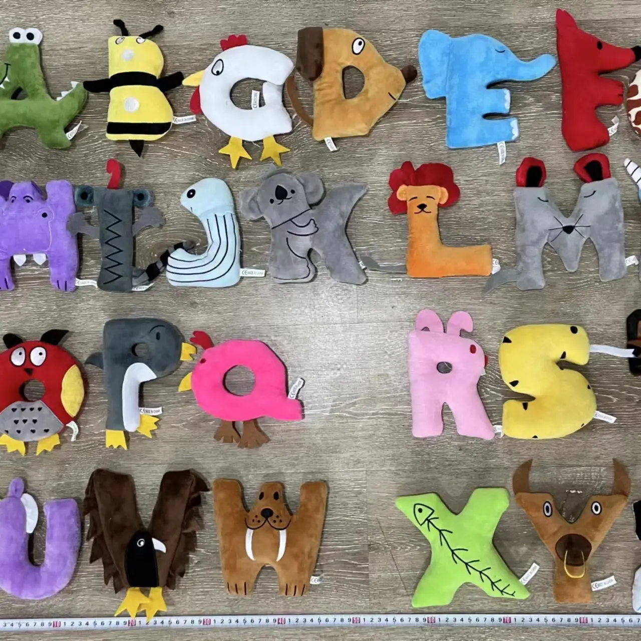 Brinquedo de pelúcia infantil com letras de alfabeto popular, letras de pelúcia para crianças, legenda popular
