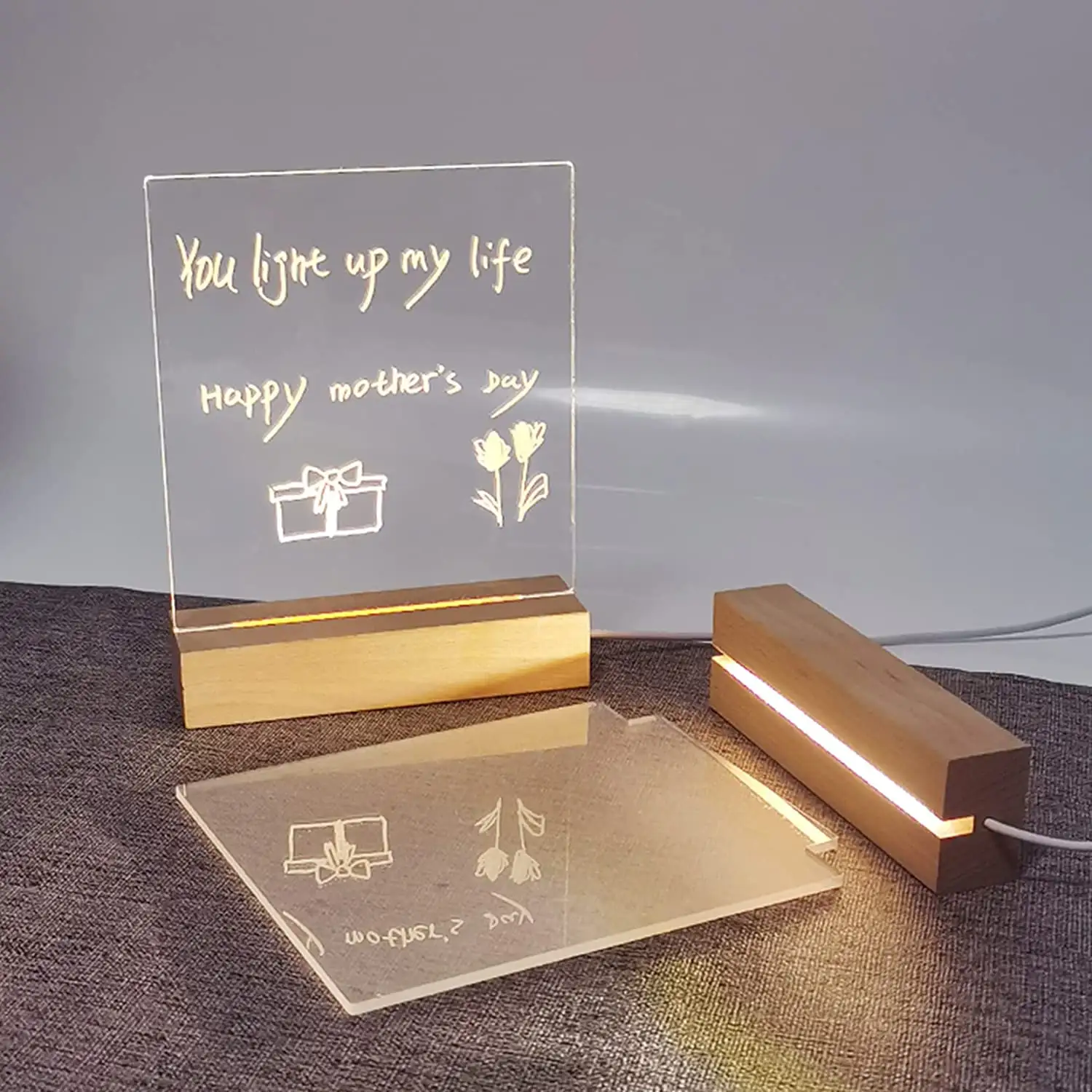 Großhandel LED leuchten Message Board Acryl Led Note Board Desktop kreative LED-Lampe für Home School Office