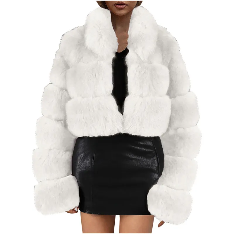 사용자 정의 겉옷 겨울 코트 가짜 모피 밍크 코트 여성을위한 칼라 자른 퍼지 자켓