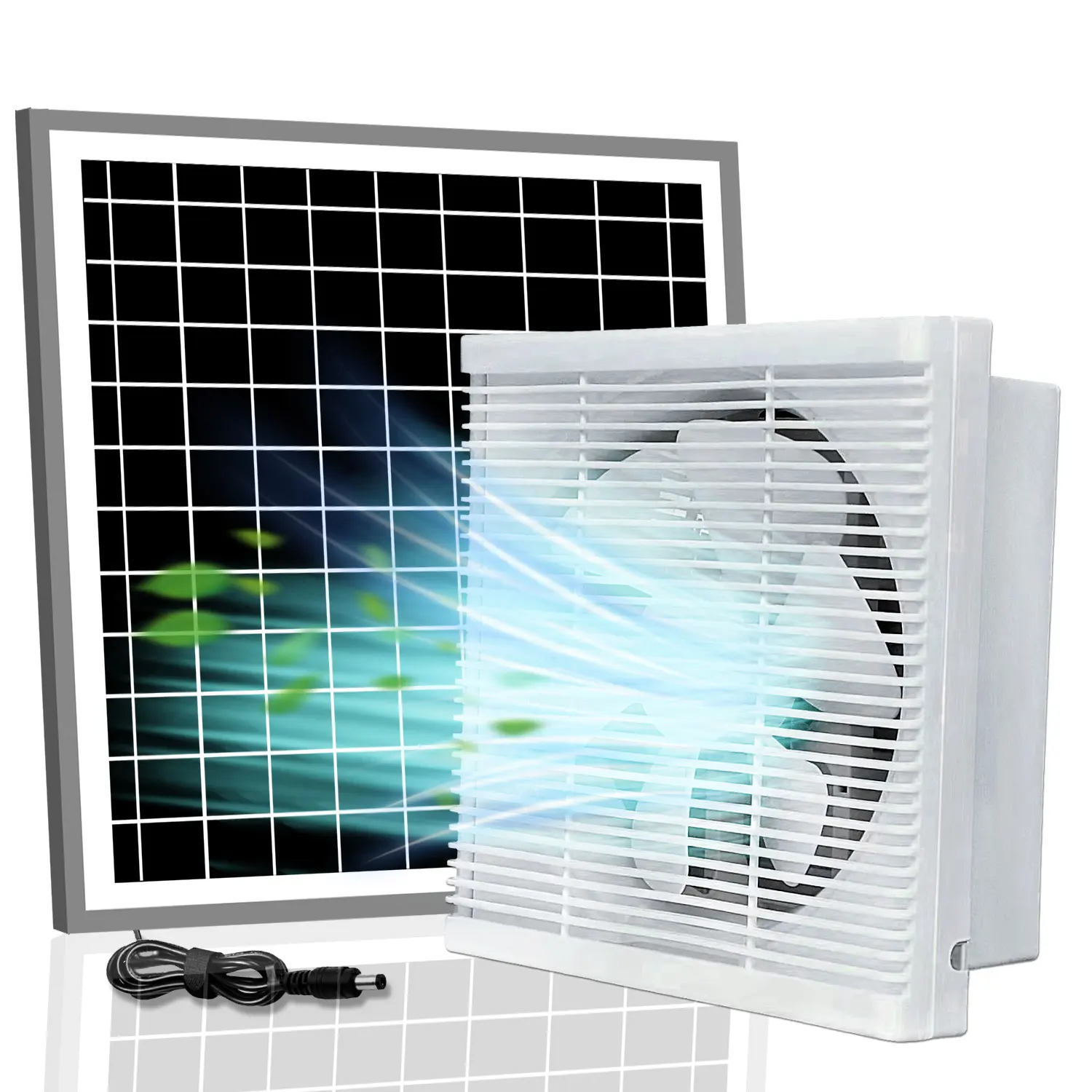 Kipas knalpot tenaga surya 8 inci, + 17W panel kamar tidur 12V motor kipas ekstraktor udara jendela dapur exaustor kipas ventilasi kamar mandi