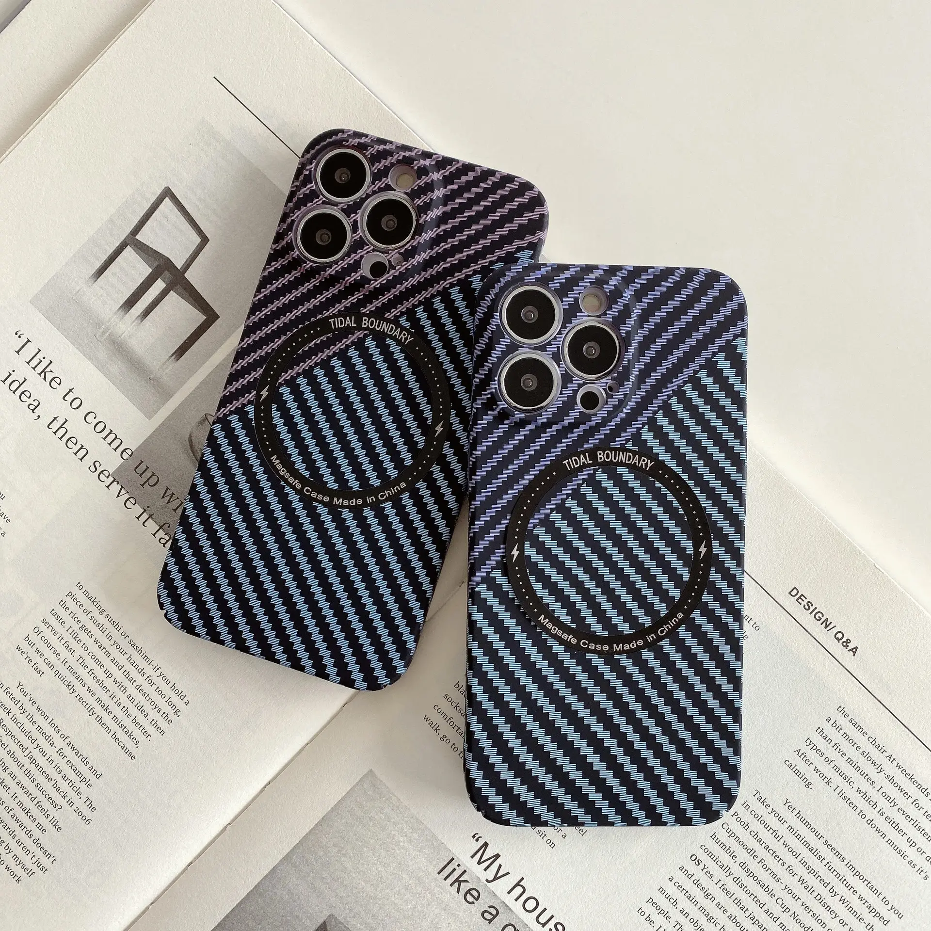 2023 Hot Sales Carbon Fiber Magnetic Phone Cases Hochwertige farb gemischte harte stoß feste Handy hülle für Iphone 15 14Pro