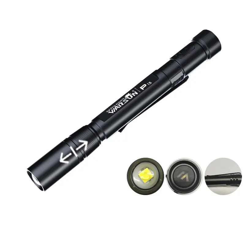 WARSUN P1S 줌 가능 UV 펜슬 토치 하이 루멘 600lm 휴대용 의료형-c 알루미늄 다기능 미니 펜 IP44 손전등