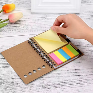 Cuaderno B5 de alta calidad con cubierta de papel Kraft, logotipo personalizado, notas adhesivas, blocs de notas autoadhesivos y juego de bolígrafos
