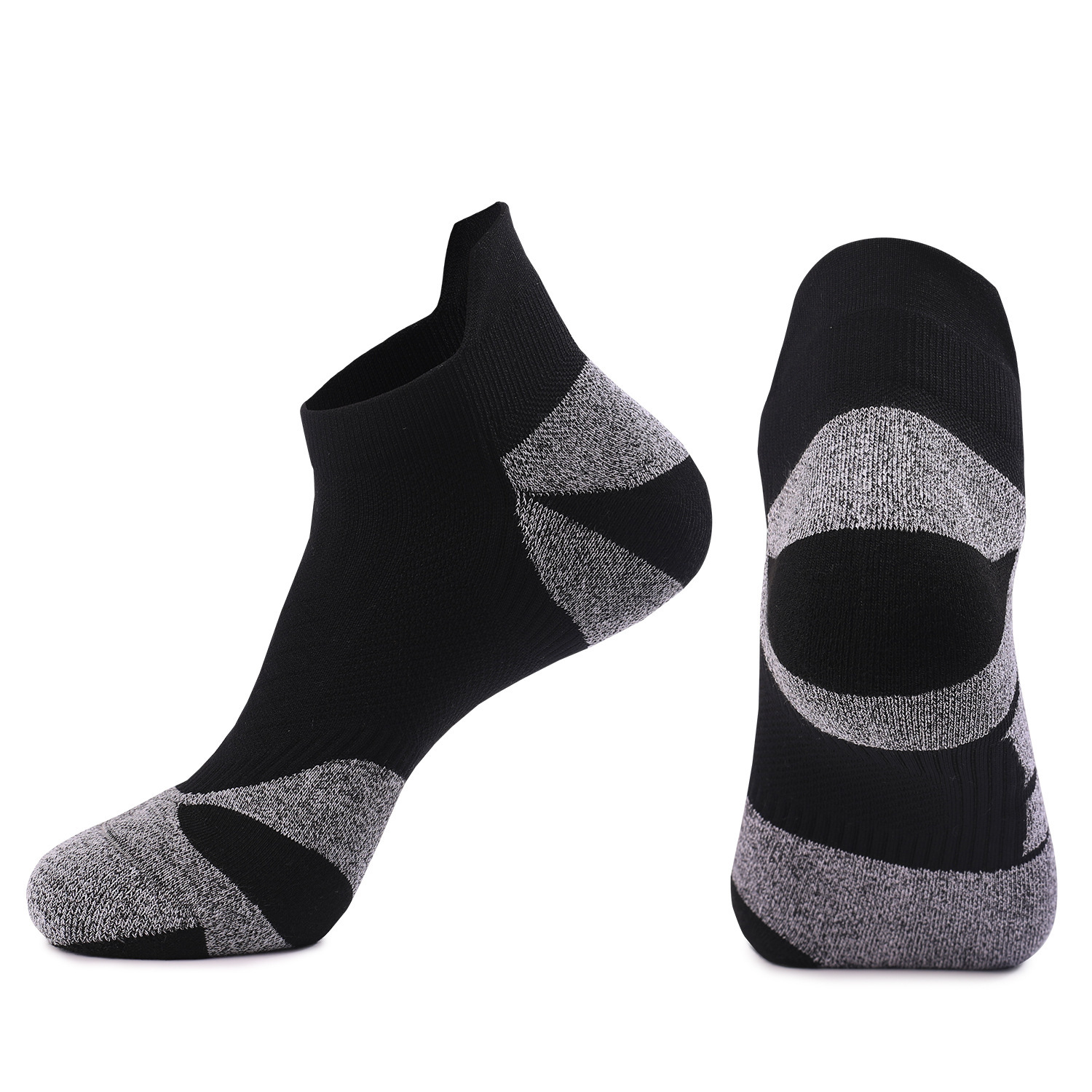 L50 black gray short tube-coolmax running socks
