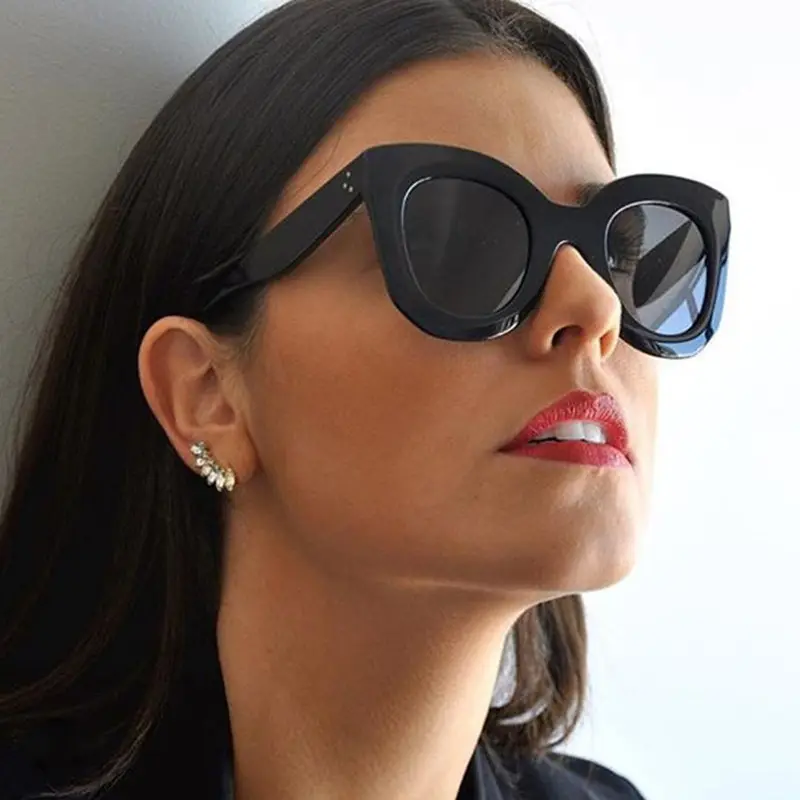 Barato Atacado Moda Cat Eye Frame Round Lens Sun Glasses Clássico Mulheres Sunglasses