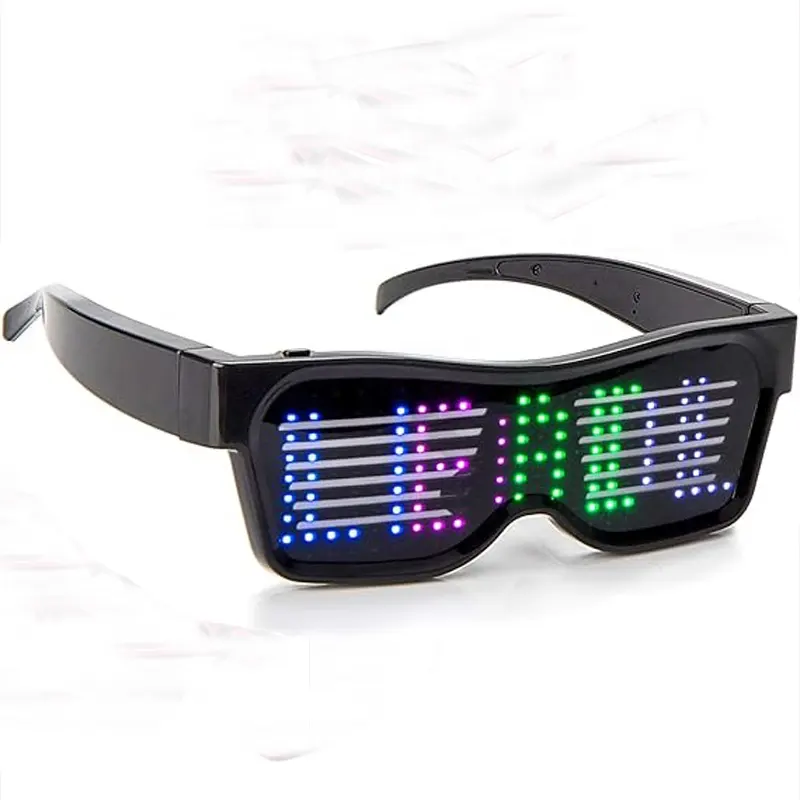 Programmable LED Text USB Charging Display Glasses Dedicated Nightclub DJ Festival Party Glowing Toy Gift