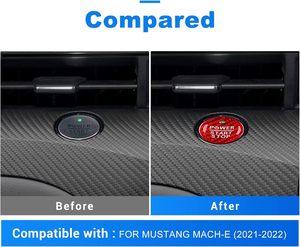 Carbon Fiber Car Engine <strong>Start</strong> Stop <strong>Button</strong> Cover Center Console <strong>Push</strong>-<strong>Button</strong> Sticker Interior Trim for Mustang Mach-E 2021 2022 - Product Image 4
