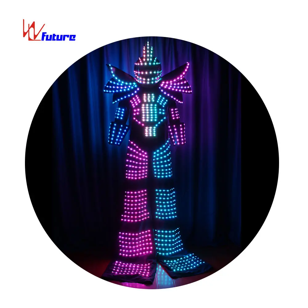 Robot de disfraz con luz Led DMX512, traje de Disco LED controlado