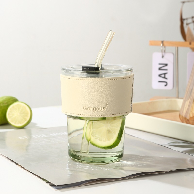 Transparent Cup+Cup sleeve + Straw