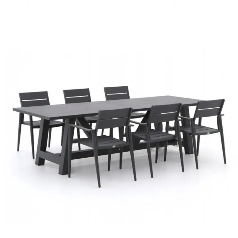 Ensemble de Table à roulettes avec cadre en aluminium, mobilier d'extérieur moderne, inclinable et pliable, pour Patio jardin, salle à manger, 6 ou 8 places