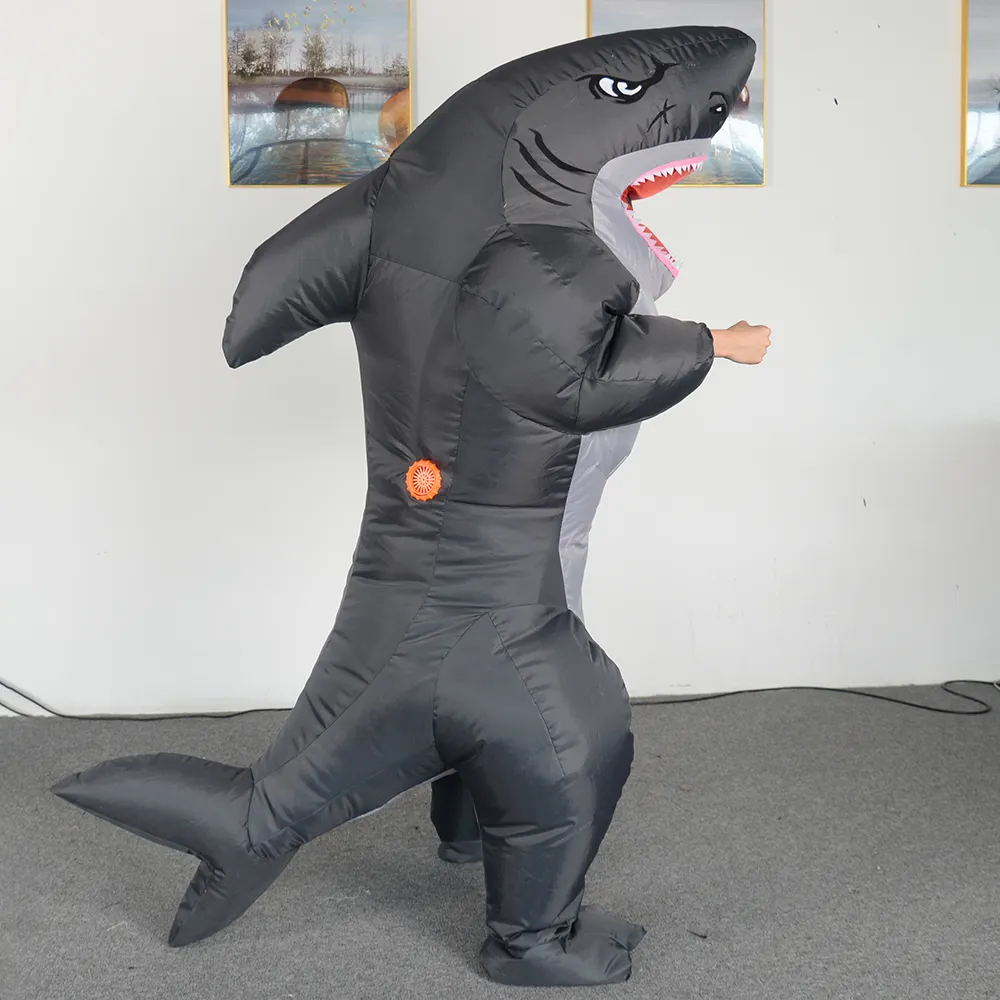 Big head muscle gay shark costume da squalo gonfiabile gigante personalizzato cosplay dress up Costume gonfiabile per adulti