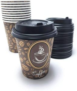 ถ้วยกาแฟกระดาษแบบใช้แล้วทิ้งขนาด8ออนซ์พร้อมฝาปิดเหมาะสำหรับร้านชาและร้านกาแฟและบาร์ - Product Image 1