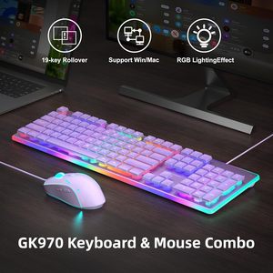 104-Key RGB Purple Gaming <strong>Keyboard</strong> <strong>Mouse</strong> <strong>Combo</strong> 6-Speed Pudding Keycaps Silent for PC Mac Windows Office <strong>Computer</strong>/Laptop - Product Image 3