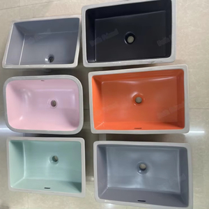 Modern Rectangular R Corner Undermount <strong>Sink</strong> <strong>with</strong> <strong>Overflow</strong> Hole, Matt Color Under Counter Basin - Product Image 1