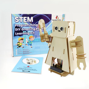 Kit de programación de madera para montaje de bricolaje, programación STEM, Kit de aprendizaje de Robot de saludo DIY para Arduino Starter con placa Microbit
