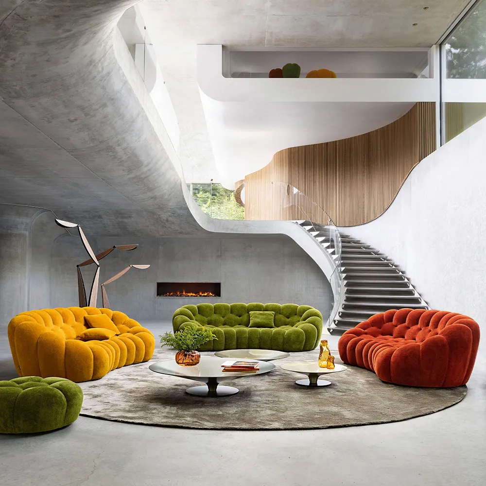 Fabricación de muebles de alta calidad sofá de burbujas sofá de esquina rojo naranja sofás de burbujas