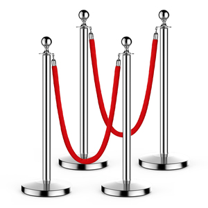 Kim loại bóng Đầu đường rào cản quản lý hàng đợi stanchion với nhung/chuỗi dây cho sự kiện bên kiểm soát đám đông - Product Image 3