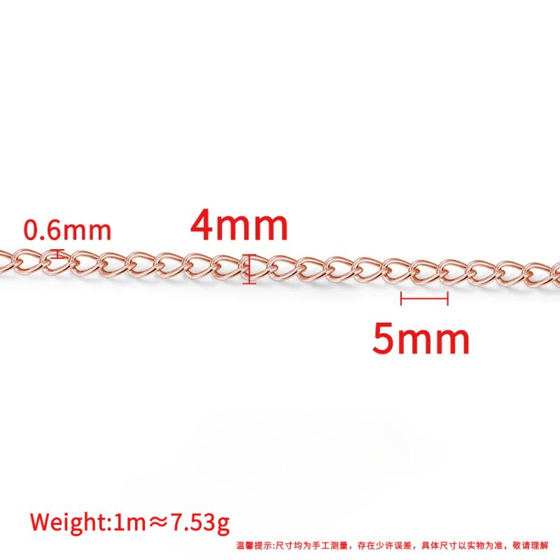 Rose gold tail chain 0.6x4x5mm