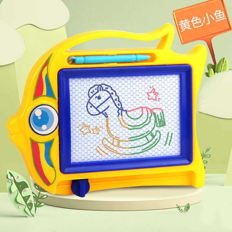 Colorful small fish drawing board yellow