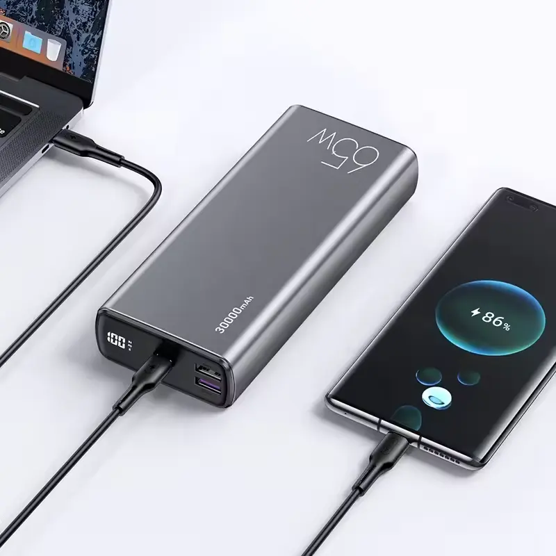 USAMS 가장 인기있는 제품 65W 30000mAh Powerbank 고속 충전 전원 은행 휴대용 충전기 노트북 전원 은행