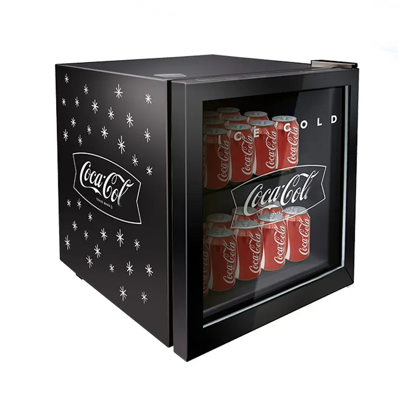 50L Mini Bar Kühlschrank Energiesparende Kunststoff Innere Direkte Kühlung Hotel mit Logo Getränke Kühler Kühlschrank Glas Tür Gefrierfach