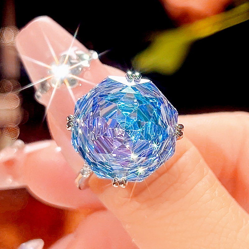 adjustable size Pink blue ring