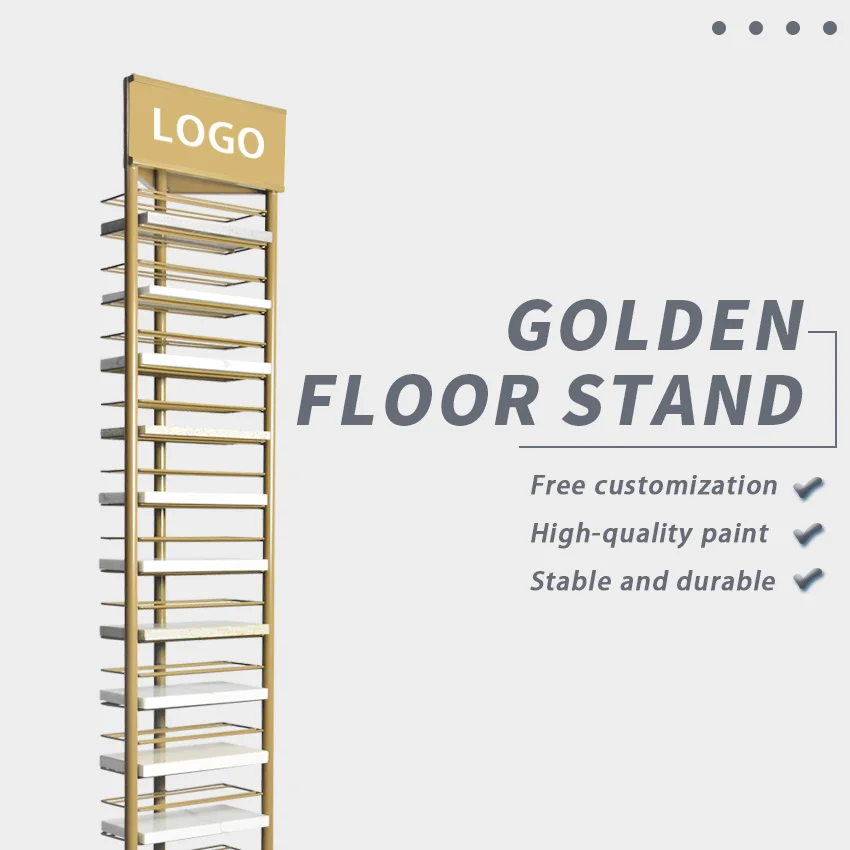 Custom Professional Metal Multiple Layer Quartz Stone Showroom Sample Display Tower Ceramic Tile Marble Display Stand