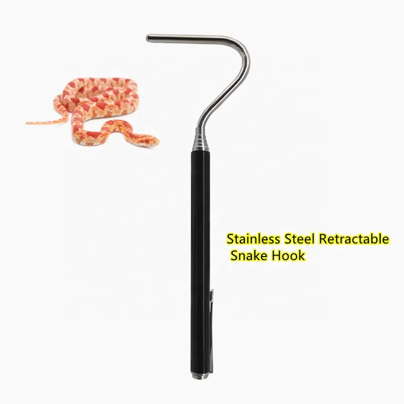 Gancho de serpiente de acero inoxidable, caja de reptiles, suministros para atrapar serpientes, portátil, retráctil, para exteriores